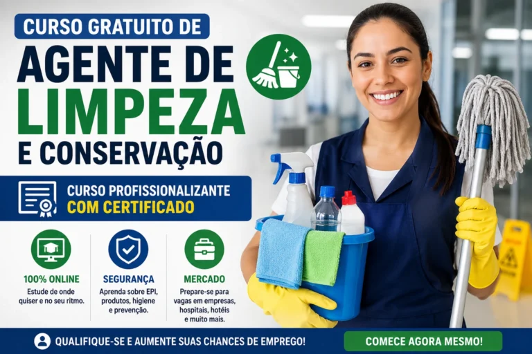 Curso de Agente de Limpeza e Conservação Gratuito