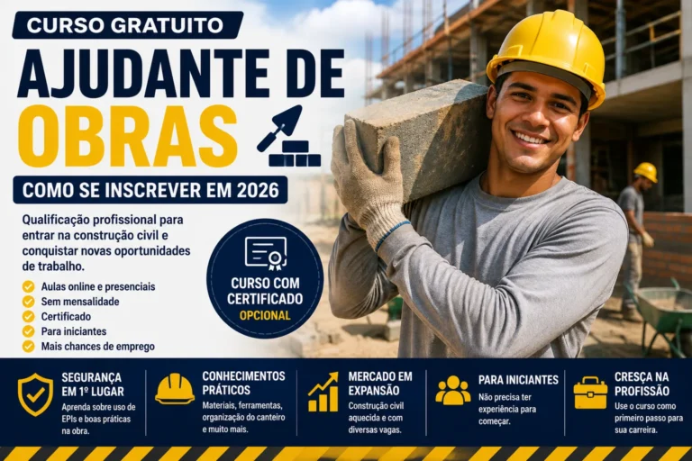 Curso de Ajudante de Obras Gratuito