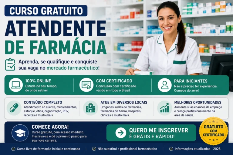 Curso de Atendente de Farmácia Gratuito
